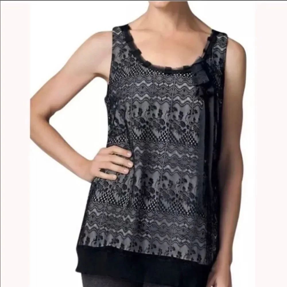 CABI | Black Lace Sleeveless Blouse Lined Sz Large